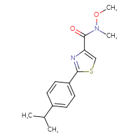 Chemical structure of N-methoxy-N-methyl-2-[4-(propan-2-yl)phenyl]-1,3-thiazole-4-carboxamide - CSSB00028080579