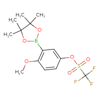 Chemical structure of 4-methoxy-3-(4,4,5,5-tetramethyl-1,3,2-dioxaborolan-2-yl)phenyl trifluoromethanesulfonate - CSSB21332073122