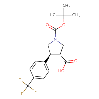 Chemical structure of (3R,4S)-1-[(tert-butoxy)carbonyl]-4-[4-(trifluoromethyl)phenyl]pyrrolidine-3-carboxylic acid - CSSB00016992649