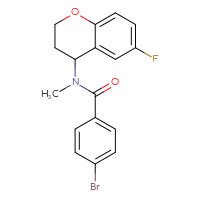 Chemical structure of 4-bromo-N-(6-fluoro-3,4-dihydro-2H-1-benzopyran-4-yl)-N-methylbenzamide - CSSB03283976559