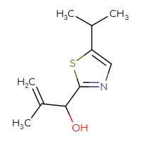 Chemical structure of 2-methyl-1-[5-(propan-2-yl)-1,3-thiazol-2-yl]prop-2-en-1-ol - CSSB20671831632