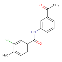 Chemical structure of N-(3-acetylphenyl)-3-chloro-4-methylbenzamide - CSSB00015350134
