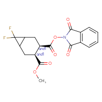 Chemical structure of rac-3-(1,3-dioxo-2,3-dihydro-1H-isoindol-2-yl) 4-methyl (3R,4S)-7,7-difluorobicyclo[4.1.0]heptane-3,4-dicarboxylate - CSSB20620684967