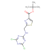 Chemical structure of tert-butyl 2-{[(4,6-dichloro-1,3,5-triazin-2-yl)amino]methyl}-1,3-thiazole-4-carboxylate - CSSB21332175324