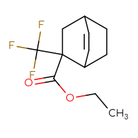 Chemical structure of ethyl 2-(trifluoromethyl)bicyclo[2.2.2]oct-5-ene-2-carboxylate - CSSB15043721731