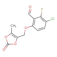 Chemical structure of 3-chloro-2-fluoro-6-[(5-methyl-2-oxo-2H-1,3-dioxol-4-yl)methoxy]benzaldehyde - CSSB21331798374