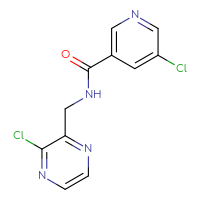 Chemical structure of 5-chloro-N-[(3-chloropyrazin-2-yl)methyl]pyridine-3-carboxamide - CSSB02006928526