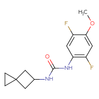 Chemical structure of 1-(2,5-difluoro-4-methoxyphenyl)-3-{spiro[2.3]hexan-5-yl}urea - CSSB00956919605