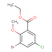 Chemical structure of ethyl 3-bromo-5-chloro-2-methoxybenzoate - CSSB00012920296