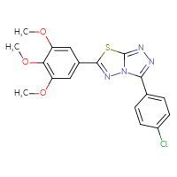 Chemical structure of 3-(4-chlorophenyl)-6-(3,4,5-trimethoxyphenyl)-[1,2,4]triazolo[3,4-b][1,3,4]thiadiazole - CSSB00121638312