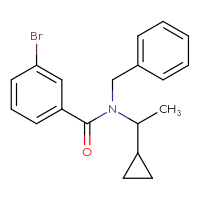 Chemical structure of N-benzyl-3-bromo-N-(1-cyclopropylethyl)benzamide - CSSB00000197942