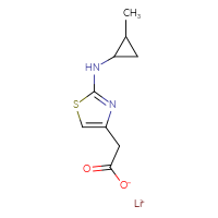 Chemical structure of lithium(1+) 2-{2-[(2-methylcyclopropyl)amino]-1,3-thiazol-4-yl}acetate - CSSB00025784206