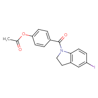 Chemical structure of 4-(5-iodo-2,3-dihydro-1H-indole-1-carbonyl)phenyl acetate - CSSB06664287977