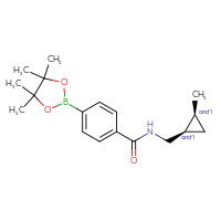Chemical structure of rac-N-{[(1R,2S)-2-methylcyclopropyl]methyl}-4-(4,4,5,5-tetramethyl-1,3,2-dioxaborolan-2-yl)benzamide - CSSB21331651830