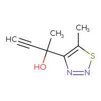 Chemical structure of 2-(5-methyl-1,2,3-thiadiazol-4-yl)but-3-yn-2-ol - CSSB06802637524