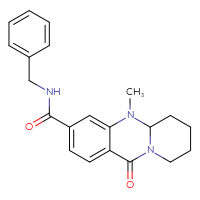 Chemical structure of N-benzyl-5-methyl-11-oxo-5H,5aH,6H,7H,8H,9H,11H-pyrido[2,1-b]quinazoline-3-carboxamide - CSSB00025698632
