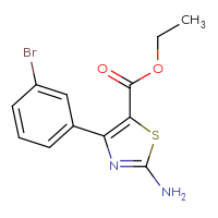 Chemical structure of ethyl 2-amino-4-(3-bromophenyl)-1,3-thiazole-5-carboxylate - CSSB03568209000