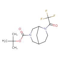 Chemical structure of tert-butyl 2-(2,2,2-trifluoroacetyl)-2,7-diazabicyclo[3.3.1]nonane-7-carboxylate - CSSB21123235776