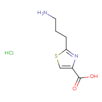 Chemical structure of 2-(3-aminopropyl)-1,3-thiazole-4-carboxylic acid hydrochloride - CSSB21224752714