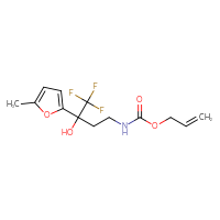 Chemical structure of prop-2-en-1-yl N-[4,4,4-trifluoro-3-hydroxy-3-(5-methylfuran-2-yl)butyl]carbamate - CSSB02274935002