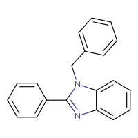Chemical structure of 1-benzyl-2-phenyl-1H-1,3-benzodiazole - CSSB00000015244