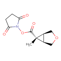 Chemical structure of 2,5-dioxopyrrolidin-1-yl (1R,5S,6S)-6-methyl-3-oxabicyclo[3.1.0]hexane-6-carboxylate - CSSB09895176582