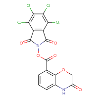 Chemical structure of 4,5,6,7-tetrachloro-1,3-dioxo-2,3-dihydro-1H-isoindol-2-yl 3-oxo-3,4-dihydro-2H-1,4-benzoxazine-8-carboxylate - CSSB20270230233