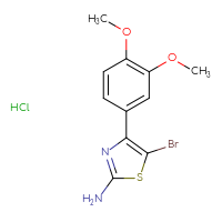 Chemical structure of 5-bromo-4-(3,4-dimethoxyphenyl)-1,3-thiazol-2-amine hydrochloride - CSSB20963526365
