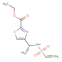 Chemical structure of ethyl 4-[(1R)-1-ethenesulfonamidoethyl]-1,3-thiazole-2-carboxylate - CSSB21332164945