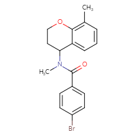 Chemical structure of 4-bromo-N-methyl-N-(8-methyl-3,4-dihydro-2H-1-benzopyran-4-yl)benzamide - CSSB15555731350