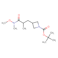 Chemical structure of tert-butyl 3-{2-[methoxy(methyl)carbamoyl]-2-methylethyl}azetidine-1-carboxylate - CSSB02126992936