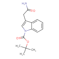 Chemical structure of tert-butyl 3-(carbamoylmethyl)-1H-indole-1-carboxylate - CSSB00010412404
