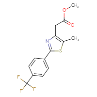 Chemical structure of methyl 2-{5-methyl-2-[4-(trifluoromethyl)phenyl]-1,3-thiazol-4-yl}acetate - CSSB21253046796