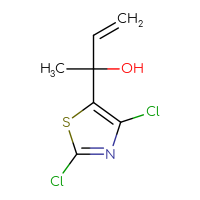 Chemical structure of 2-(2,4-dichloro-1,3-thiazol-5-yl)but-3-en-2-ol - CSSB21246272988