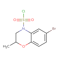 Chemical structure of 6-bromo-2-methyl-3,4-dihydro-2H-1,4-benzoxazine-4-sulfonyl chloride - CSSB14972361385