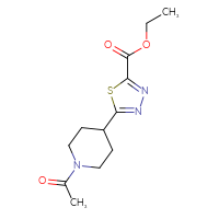 Chemical structure of ethyl 5-(1-acetylpiperidin-4-yl)-1,3,4-thiadiazole-2-carboxylate - CSSB02486912245