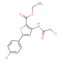 Chemical structure of ethyl 3-(2-chloroacetamido)-5-(4-chlorophenyl)thiophene-2-carboxylate - CSSB00000685203