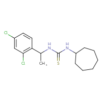 Chemical structure of 1-cycloheptyl-3-[1-(2,4-dichlorophenyl)ethyl]thiourea - CSSB21432494904