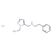 Chemical structure of [(1-ethyl-1H-pyrazol-5-yl)methyl](2-phenylethyl)amine hydrochloride - CSSB00025703843