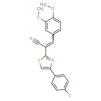 Chemical structure of 3-(3,4-dimethoxyphenyl)-2-[4-(4-fluorophenyl)-1,3-thiazol-2-yl]prop-2-enenitrile - CSSB00028077289