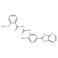 Chemical structure of 3-(2-methoxybenzoyl)-1-(2-methyl-5-{[1,3]oxazolo[4,5-b]pyridin-2-yl}phenyl)thiourea - CSSB00121706139