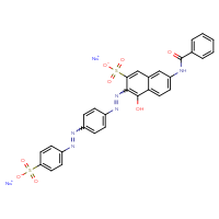 Chemical structure of disodium 7-benzamido-4-hydroxy-3-(2-{4-[2-(4-sulfonatophenyl)diazen-1-yl]phenyl}diazen-1-yl)naphthalene-2-sulfonate - CSSB03549783673
