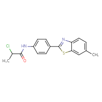 Chemical structure of 2-chloro-N-[4-(6-methyl-1,3-benzothiazol-2-yl)phenyl]propanamide - CSSB00000683686