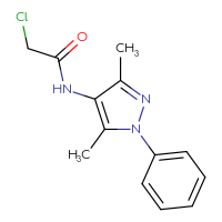 Chemical structure of 2-chloro-N-(3,5-dimethyl-1-phenyl-1H-pyrazol-4-yl)acetamide - CSSB00000683445