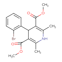 Chemical structure of 3,5-dimethyl 4-(2-bromophenyl)-2,6-dimethyl-1,4-dihydropyridine-3,5-dicarboxylate - CSSB20539824149