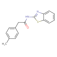 Chemical structure of N-(1,3-benzothiazol-2-yl)-2-(4-methylphenyl)acetamide - CSSB00028148373
