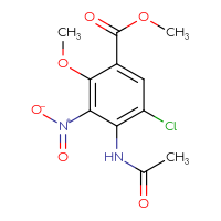 Chemical structure of methyl 5-chloro-4-acetamido-2-methoxy-3-nitrobenzoate - CSSB00025740150