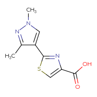 Chemical structure of 2-(1,3-dimethyl-1H-pyrazol-4-yl)-1,3-thiazole-4-carboxylic acid - CSSB00013167675