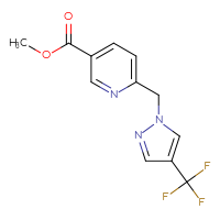 Chemical structure of methyl 6-{[4-(trifluoromethyl)-1H-pyrazol-1-yl]methyl}pyridine-3-carboxylate - CSSB00054712650