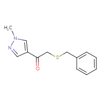 Chemical structure of 2-(benzylsulfanyl)-1-(1-methyl-1H-pyrazol-4-yl)ethan-1-one - CSSB06603669645